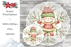 Watercolor Snowman Wind Spinner Print, Snowman Sublimation Product Image 1
