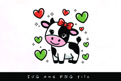 Cute highland cow with hearts SVG design Product Image 1