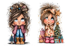 36 JPG Whimsical Cute Christmas Watercolor Girls Bundle Product Image 8