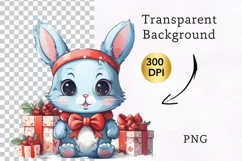 Christmas bunny Clipart, Christmas animal sublimation Product Image 2