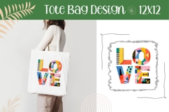 Cartoon Love Illustration PNG, Love Tote Bag Sublimation Product Image 1