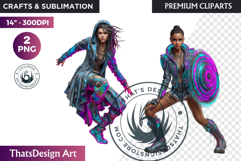 Urban Neon Witch Sublimation Graphics, Cyberpunk PNG Product Image 1