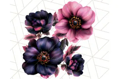 Gothic Floral PNG, Dark Aesthetic Flowers Clipart Print Product Image 3