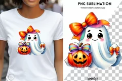 Coquette Ghost & Pumpkin Spice PNG, Autumn Shirt Design Product Image 1