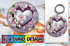 Bright Round Keychain Sublimation, 3D Heart Product Image 1