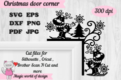 Christmas door corner svg, deer and trees Ornament Svg Product Image 1