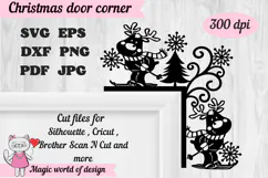 Christmas door corner svg, deer and trees Ornament Svg Product Image 1