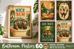 Bathroom funny otters posters, Retro 60 Posters JPG Bundle Product Image 14