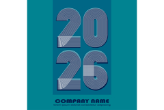 Modern minimal cover background with 2026 number on blue Product Image 1