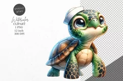Turtle clipart, Sailor clipart, Watercolor clipart Product Image 1
