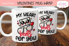 Valentine's day mug wrap PNG, My heart beats for you mug png Product Image 1