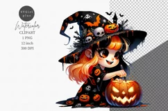 Gnome girl clipart, Halloween clipart Product Image 1