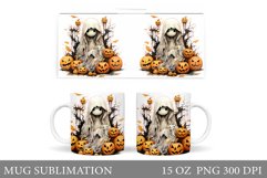 Ghost Mug Sublimation. Halloween Pumpkin Mug Design Product Image 1