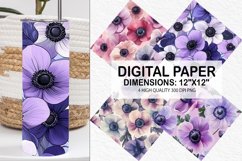 Anemone Flower Digital Paper - Flower Background Product Image 1