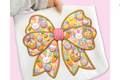 Faux Yarn Crochet Easter Coquette Bow PNG, Happy Easter PNG Product Image 2