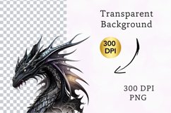 Watercolour Fantasy Black Dragon Clipart Product Image 2