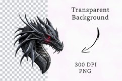 Watercolour Fantasy Black Dragon Clipart Product Image 2