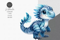 Friendly dinosaur, Dino clipart, Watercolor clipart, Product Image 1