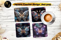 3d Butterflies Coaster design,Butterflies Square Coaster png Product Image 1