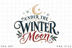 Under The Winter Moon PNG - Vintage Winter Crescent Moon Product Image 2