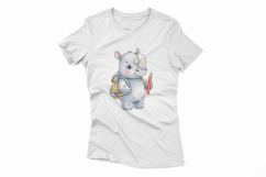 Cute Rhino with Backpack and Pencil Ready for School PNG Product Image 4