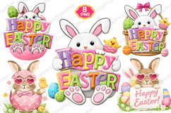 Happy Easter PNG Coquette Easter Bunny PNG, Latch Yarn Happy Product Image 1