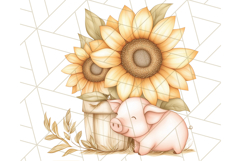 Rustic Sunflower Clipart, Soft Country Farmhouse Florals Png Product Image 3