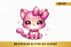 Watercolor Glitter Cat Clipart, Glitter Cute Cat Bundle Product Image 6