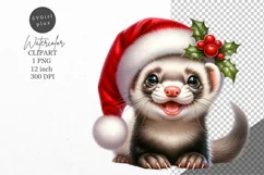 Christmas clipart, Ferret clipart, Winter sublimation Product Image 1