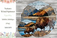 Stained Glass Nature Wind Spinner, Bison Sublimation Design Product Image 1