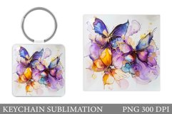 Butterflies Keychain Design. Butterflies Square Keychain Product Image 1
