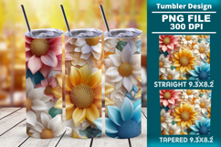 3D floral tumbler wrap design Product Image 1