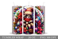 Christmas Raccoon Tumbler. Christmas Tumbler Sublimation Product Image 1