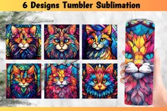 Cat Stained Glass Tumbler Sublimation Design PNG Product Image 1