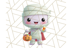Kawaii Halloween Clipart Cute Kids and Candy Elements Png Product Image 3