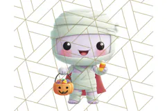 Kawaii Halloween Clipart Cute Kids and Candy Elements Png Product Image 3