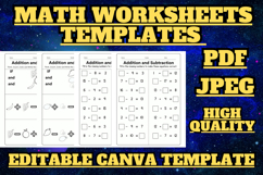 Editable Subtraction and addition Math worksheets template 6 Product Image 1