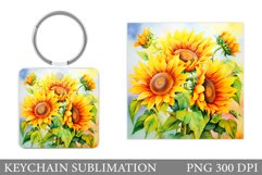 Sunflowers Keychain Sublimation. Flowers Keychain Design Product Image 1