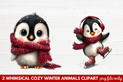 Whimsical Cozy Winter Animals Clipart | Cute Snowy Forest Product Image 1