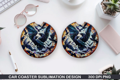 Crows Car Coaster Sublimation| Crows Coaster PNG Design Product Image 1