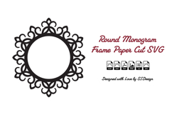 Round Monogram Frame SVG -Paper Cut Ornate Circle Border Product Image 2