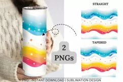 20oz Skinny Tumbler Sublimation, Christmas Rainbow Design Product Image 2