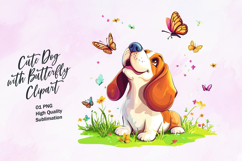 Cute dog with butterfly clipart Product Image 1