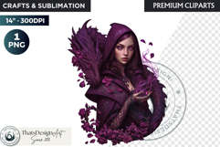 Fantasy Dragon witch clipart, enchantress, dragon egg queen Product Image 1