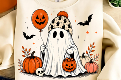 Vintage Halloween Ghost Witch PNG, Ghost Coffee PNG, Spooky Product Image 3