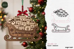 Santa Sleigh Ornament Laser Cut | Glowforge | SVG Product Image 2