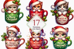 Cute Christmas Cat clipart, Cat Sublimation bundle Product Image 1