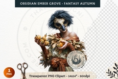 Dark Autumn Fantasy Clipart PNG for RPG Obsidian Ember Grove Product Image 1