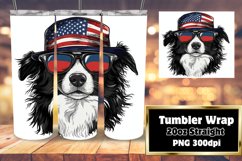 American Flag Dog Tumbler Wrap Sublimation Product Image 1