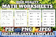 Editable Multiplication and division Math template 3 Product Image 1